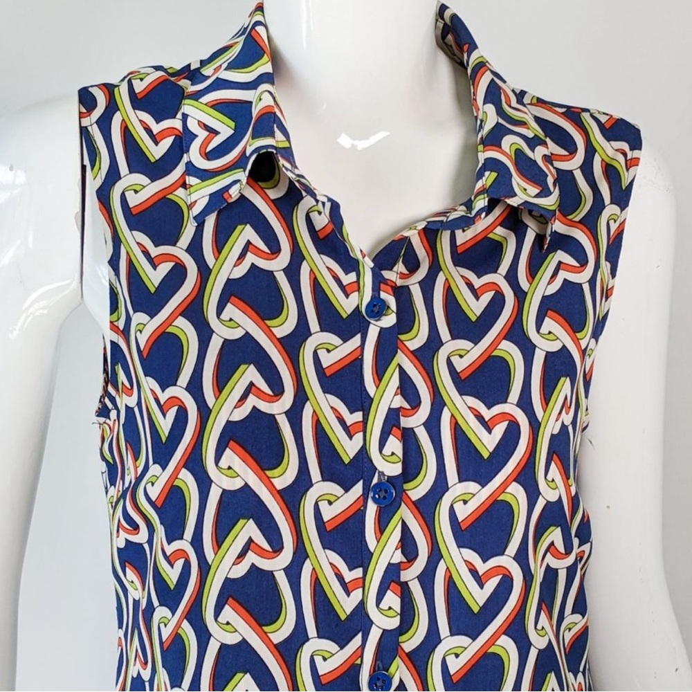 CAbi Amour Heart Print Shirt Button Down Sleeveless Dress - Picture 10 of 15